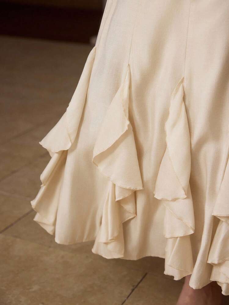 WOMEN'S RUFFLE HEM MERMAID SKIRT