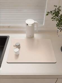 1 件装超强吸水防滑速干纯色厨房沥水垫，适用于水槽边，秋冬圣诞风格，卫生家居装饰厨房垫，沥水垫，吸水垫 - 卡其色 - 查看 6