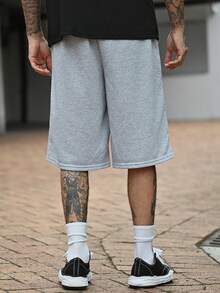 Devon Thys Men's 2-In-1 Waistband Patchwork Embroidered Casual Basketball Shorts, Summer, Men Graphic Shorts - Multicolor - View 2