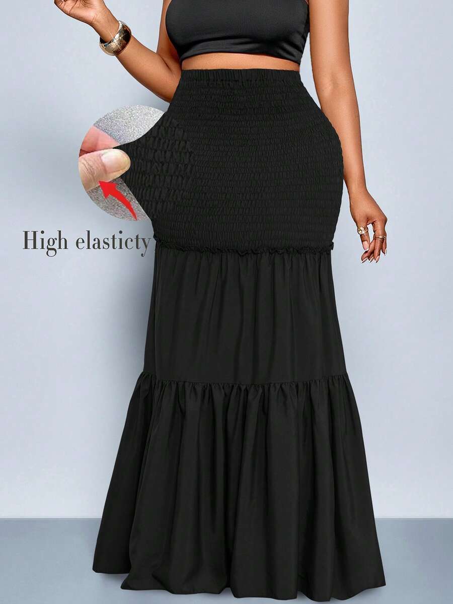 SOLERSUN Chân váy xếp ly xếp ly cỡ lớn mới dành cho nữ, độ đàn hồi cao, thiết kế đặc biệt, màu trơn đơn giản, phù hợp cho cả những dịp thường ngày và đi làm. Viền váy nhiều lớp giúp sản phẩm hoàn hảo cho những buổi hẹn hò, tiệc tối và tiệc cocktail. Một chiếc quần thời trang và đa năng dành cho nữ, phù hợp cho mùa xuân, mùa hè và mọi mùa, bao gồm cả kỳ nghỉ ở bãi biển, mùa tốt nghiệp, v.v. - màu đen - Xem 1