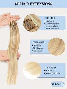 8D 微环纳米珠接发，16-22 英寸微环真人发接发，隐形无痕，直发，隐形迷你硅胶珠易于安装，无缝，自然直发，完美延长长发，打造自然直发质感 - 彩色 - 查看 5