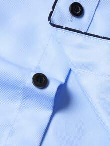 Manfinity Bizformal Men's Single-Breasted Casual Versatile Commuting Long Sleeve Shirt Blue Dress Shirt For Men Blue Designer Shirt Men's Luxury Shirts Baby Blue Shirts For Men - Blue - View 6