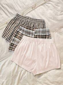 Dream Adore Set Celana Piyama Longgar Kotak-kotak Ramah Kulit Wanita 3 Potong untuk Dipakai di Rumah - MultiWarna - View 2