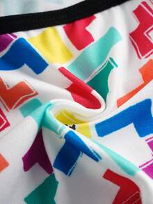 Tetris™ X SHEIN Young Girl Geometric Print Casual Daily Camisole - Black and White - View 4