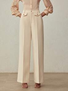 MOTF PREMIUM ELEGANT WIDE-LEG SUIT PANTS, SPRING/SUMMER - Apricot - View 4