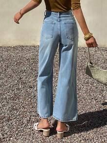 DAZY Quần jeans nữ ống loe cạp trung bình, dài đến 7/8. - Rửa nhẹ - Xem 6