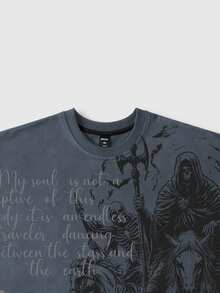 ROMWE MEN Men's Slogan Print Loose Fit Casual Sleeveless Tank Top - Grey - View 2