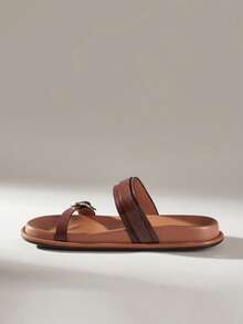 Solecia Damen Vintage Mode lässig Urlaubs Strandschuhe vielseitig mit Pantoffeln - Kaffeebraun - Übersicht 3