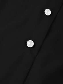 SHEIN Franclia Casual Color Block Long Sleeve Shirt, Minimalist For Commuting - Black - View 4