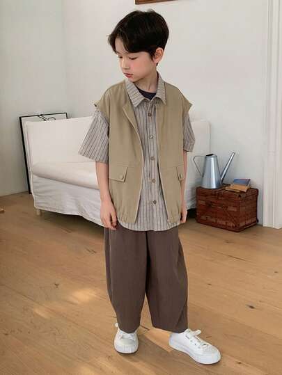 DAZY 男童休闲纯色无袖外套，春夏款