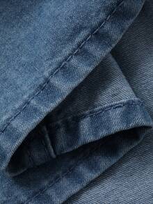 DAZY 女士无袖收腰长款休闲牛仔连衣裙 - 中等水洗藍 - 查看 8