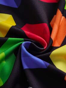 Tetris™ X SHEIN 男士平角内裤，数码立方体字母印花，弹性腰带，1条装 - 黑色 - 查看 3