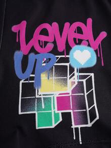 Tetris™ X SHEIN 3pcs Men's Boxer Briefs With Digital Cube Print & Elastic Waistband - Black and White - View 4