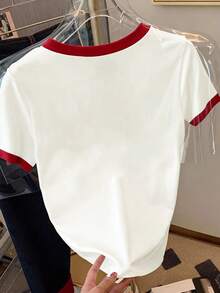 Resyla Áo thun nữ tay ngắn cổ tròn in chữ và cà phê, kiểu dáng thường ngày. - trắng - Xem 2