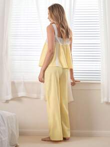 Ocili Women's Contrast Color Camisole & Pants Pajama Set - Multicolor - View 2