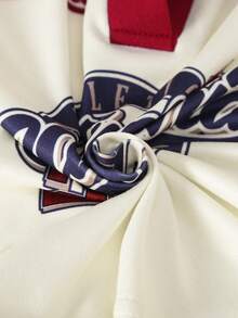 Blusa de manga corta con estampado de letras, informal, para niñas, verano - Multicolor - Ver 7