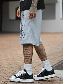 Devon Thys Men's 2-In-1 Waistband Patchwork Embroidered Casual Basketball Shorts, Summer, Men Graphic Shorts - Multicolor - View 4