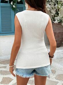 SHEIN Áo bầu cổ tròn màu trơn, thoải mái, đa năng, thích hợp mặc hàng ngày. - Màu be - Xem 2