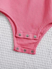 SHEIN 4件套女宝宝可爱纯色针织连体衣套装，夏季款 - 彩色 - 查看 5