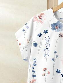 Rusticease 两件套女士度假休闲碎花上衣+纯色中长裙套装，女士夏季服装，夏季中长裙套装，中长裙上衣套装，女士中长裙上衣套装，碎花 - 彩色 - 查看 4