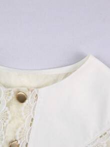 Lyxana Women's Cutout Peter Pan Collar Short Puff Sleeve Cute Blouse Blouse For Women Elegant Classy Lace Shirts For Women Latest Tops For Women New Arrivals Blouse Korean Style Blouses For Teens - Apricot - View 4