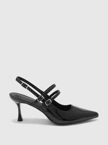 CUCCOO BIZCHIC Zapatos Mary Jane de tacón alto puntiagudo de charol negro, de primavera 2026, para uso diario y citas, de suela baja y diseño suave - Negro - Ver 2