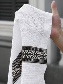 Manfinity CasualCool 男士纹理短袖 Polo 衫，通勤休闲轻薄复古上衣 - 白色 - 查看 4