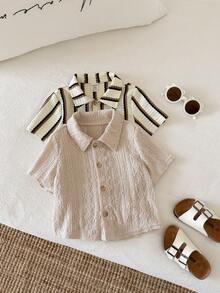 2件套男婴夏季休闲度假可爱条纹针织衬衫套装 - 彩色 - 查看 5