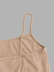 SHEIN EZwear Regata Cropped Casual Sexy Cáqui para Verão, Top Regata Slim Fit Plus Size para Mulheres - Caqui - Visão 5