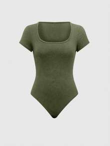 Olithes 纯色紧身衣和阔腿裤两件套 - 軍綠色 - 查看 3