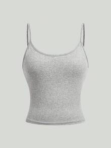 Girlism 4pcs/Set Teen Girls Cropped Casual Camisole Tops, Suitable For Spring, Summer, Autumn And Winter - Dark Grey - View 10