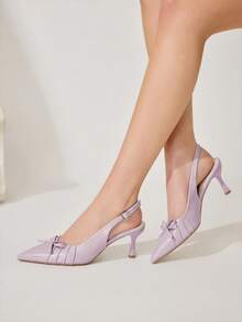 CUCCOO CHICEST Women's Pointed Toe Buckle Design Fashionable High Heels For Daily Wear Wedding Shoes Summer Shoes Bride Shoes - Purple - View 5