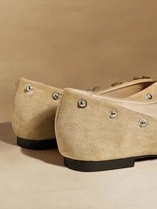 Rosivie Zapatos planos con decoración floral y punta cuadrada para mujer - Albaricoque - Ver 6