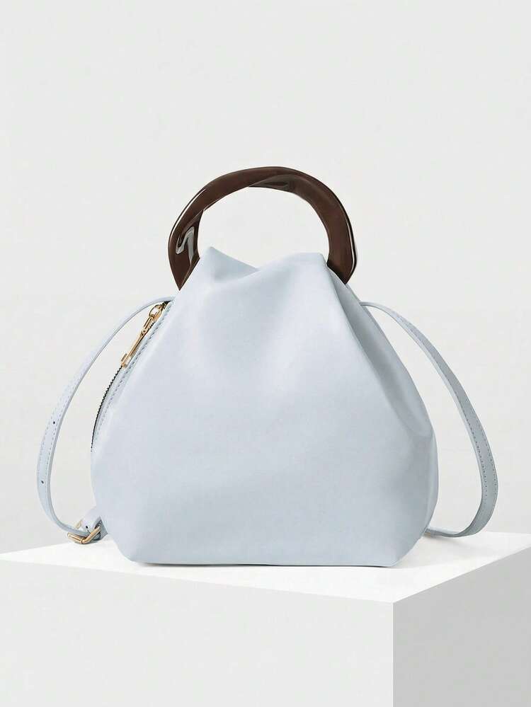 WOMEN'S SOLID COLOR PLEATED HANDBAG, EXQUISITE AND SIMPLE, DAILY WEAR FOR WORK AND COMMUTING
