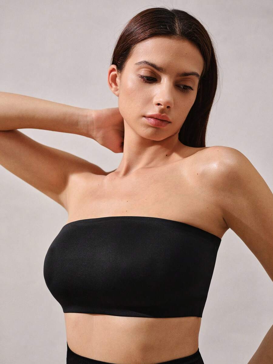Summer Women's Strapless Bra Set, Including Spaghetti Strap Bra, Spaghetti Strap Top, And Camisole - Black - View 1