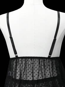 PetitDoll 愛心圖案網紗內衣套裝 - 黑色 - 查看 7