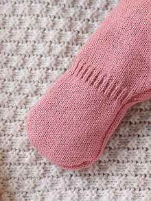 SHEIN Newborn Baby Fashionable Cute Round Neck Shoulder Button Long Sleeve Bow Knit Sweater And Knit Pants Set, Soft And Comfortable, Suitable For Spring, Autumn And Winter, Suitable For Daily, Outdoor, Travel, Vacation, Home, Nursery, And Children's Play Wear Baby Set Autumn Winter Season Baby Girl Knitted Outfit Baby Girl Warm Sets Pink Bow Baby Outfit Baby Girl Knitted Outfits Newborn Sweater Romper - Pink - View 8