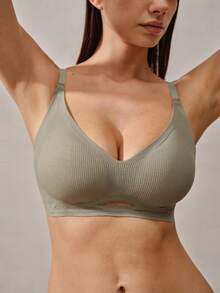 3 件装女士休闲舒适胸罩，简约提升聚拢胸罩，亲肤透气面料女士内衣 - 彩色 - 查看 6