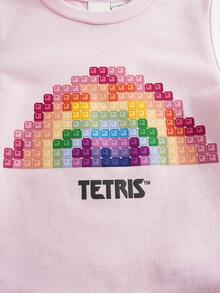 Tetris™ X SHEIN 女婴彩色键盘印花T恤和短裤套装 - 彩色 - 查看 4