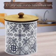 Cirelle Vintage Iron Canister With Wood Lid - Airtight Geometric Design Jar For Coffee Beans, Tea & Grains, Rustic Kitchen Storage Decor - Multicolor - View 7