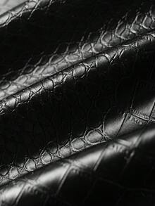 TOKVUE Áo sơ mi nam ngắn tay, chất liệu giả da cá sấu, kiểu dáng ngắn. - màu đen - Xem 6