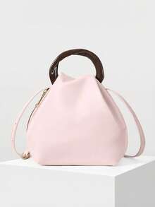 MOTF PREMIUM TAS TANGAN LIPAT WANITA WARNA POLOS, ELEGAN DAN SEDERHANA, UNTUK PAKAIAN SEHARI-HARI UNTUK BEKERJA DAN BERPERJALANAN - Baby Pink - View 2