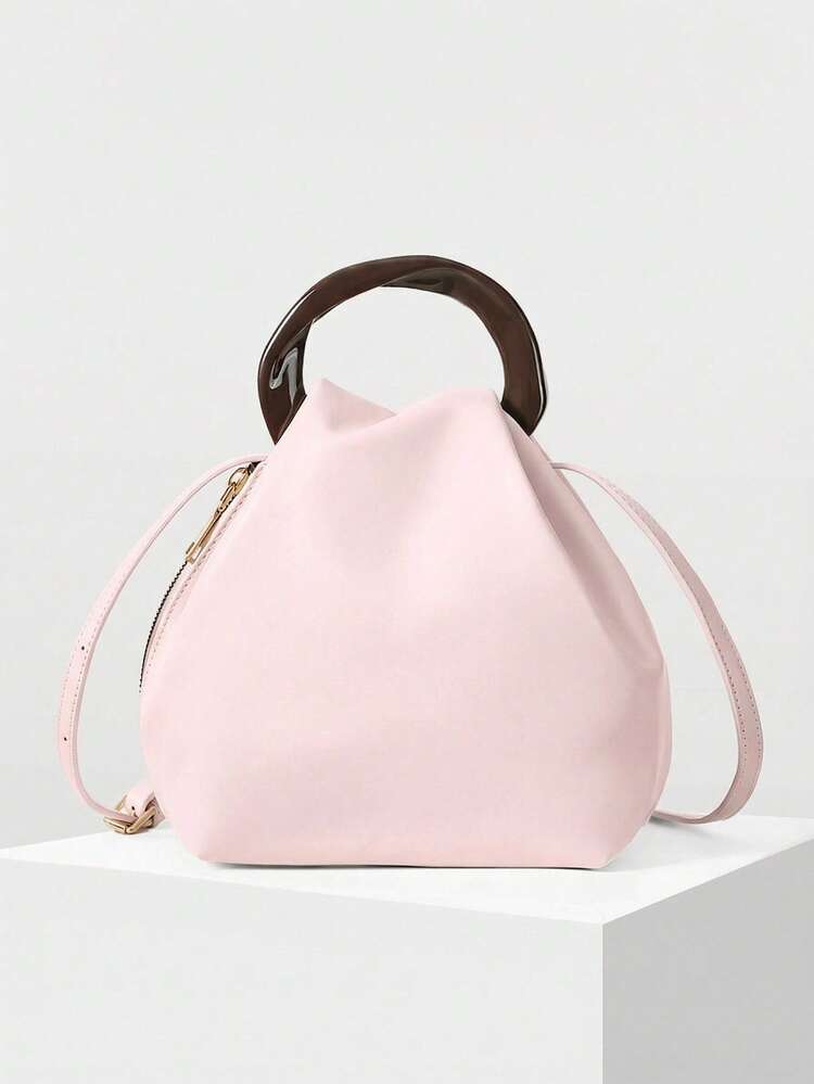 WOMEN'S SOLID COLOR PLEATED HANDBAG, EXQUISITE AND SIMPLE, DAILY WEAR FOR WORK AND COMMUTING