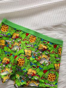 TEENAGE MUTANT NINJA TURTLES | SHEIN 1件男士卡通印花平角内裤 - 綠色 - 查看 3
