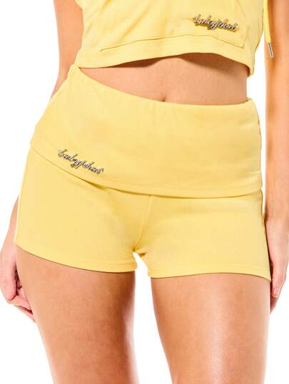 BABYPHAT SDBP707 - 金属饰边翻边罗纹短裤