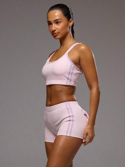 Musera Sport Micro Contrast Strap Stripe Sports Bra Only Active Workout Gym Pilates Fitness Daily Girly Casual Hot Sweat