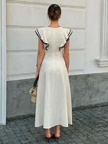 Elyressa 女士编织优雅长款夏季连衣裙 - 杏色 - 查看 2