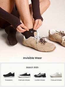 GLOWMODE 3 Pairs Invisible No-Show Socks Walk A Mile Soft Grip Daily Studio Workout Gym - Khaki + brown + dark coffee - View 5