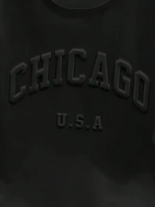 Manfinity Joysei Camiseta de manga corta casual con estampado de letras para hombres - Negro - Ver 2