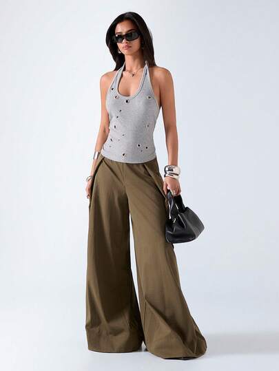 LYSMO 女士纯色镂空设计休闲吊带上衣